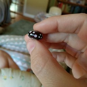 Pandora purple murano glass charm polka dots